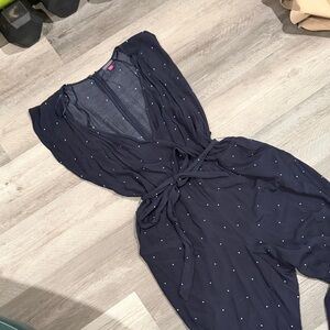 Vince Camuto Navy Blue Polka Dot Jumpsuit